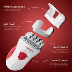 Epilady Legend 4 angle-guide image emphasizing 80-degree angle for efficient removal.