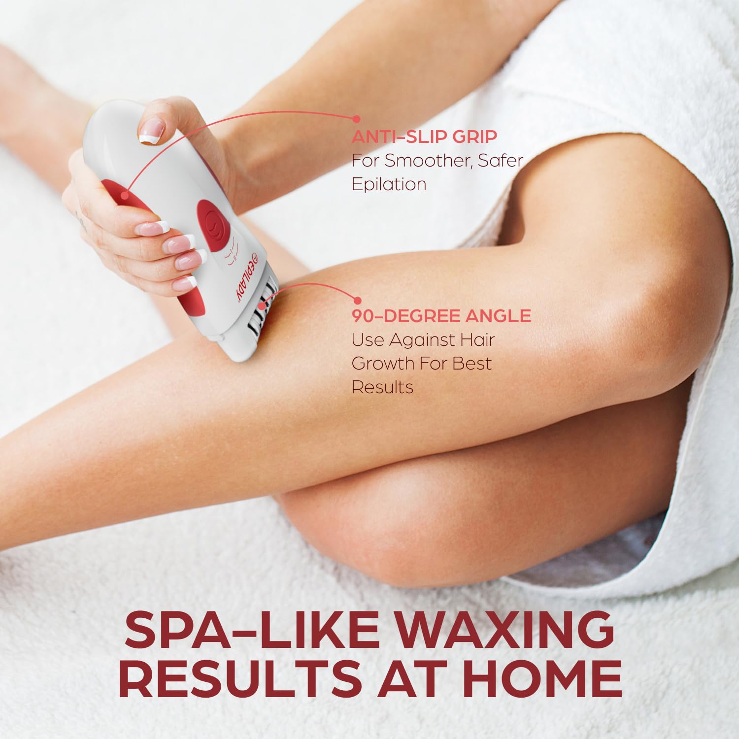 Epilady Legend 4 travel-friendly design photo highlighting cordless use anywhere.