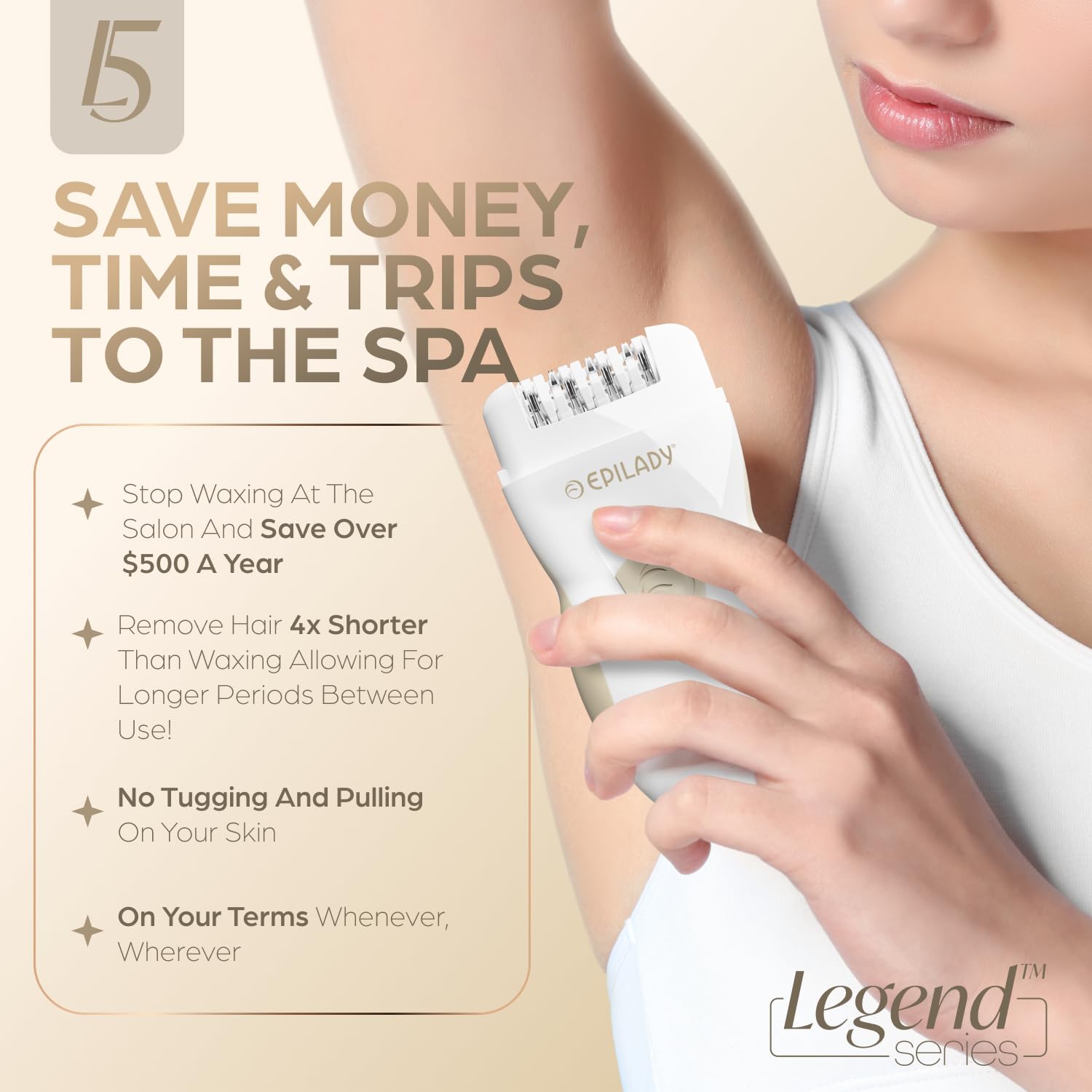 Epilady Legend 5 suitable for facial areas and bikini line.