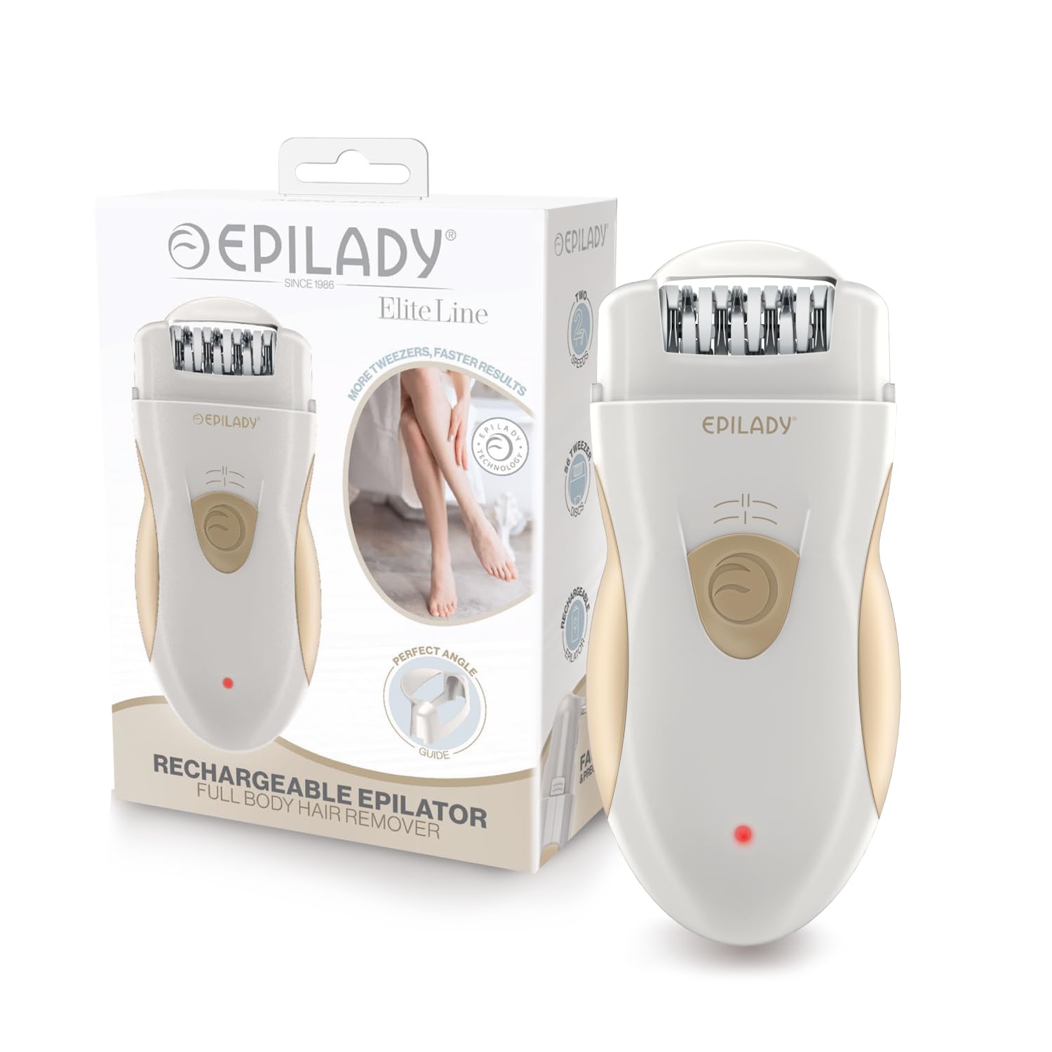 Epilady Legend 5 in use on legs for long-lasting smooth skin.