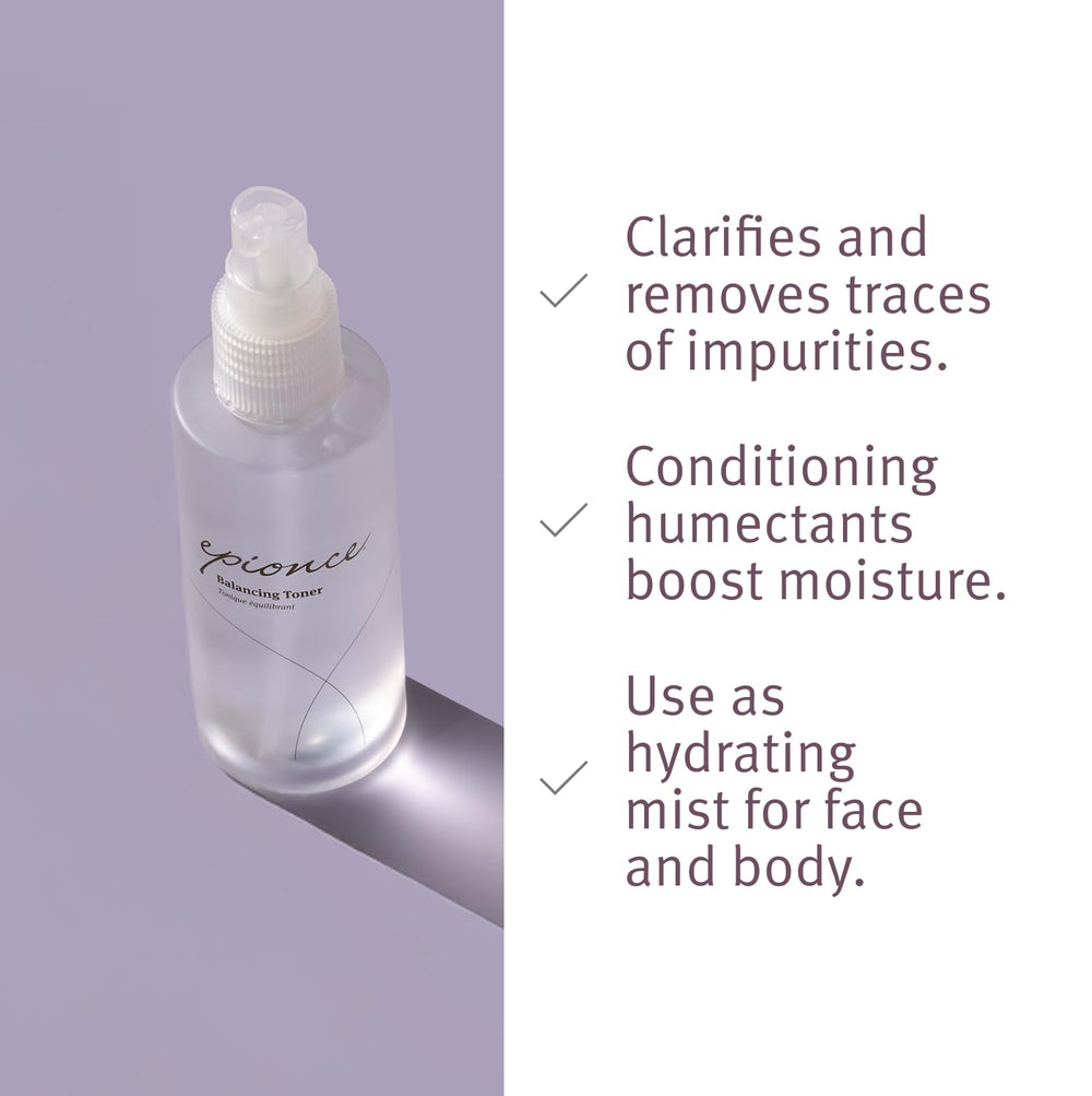 Epionce Balancing Toner alcohol-free icon highlights gentle, alcohol-free formula.