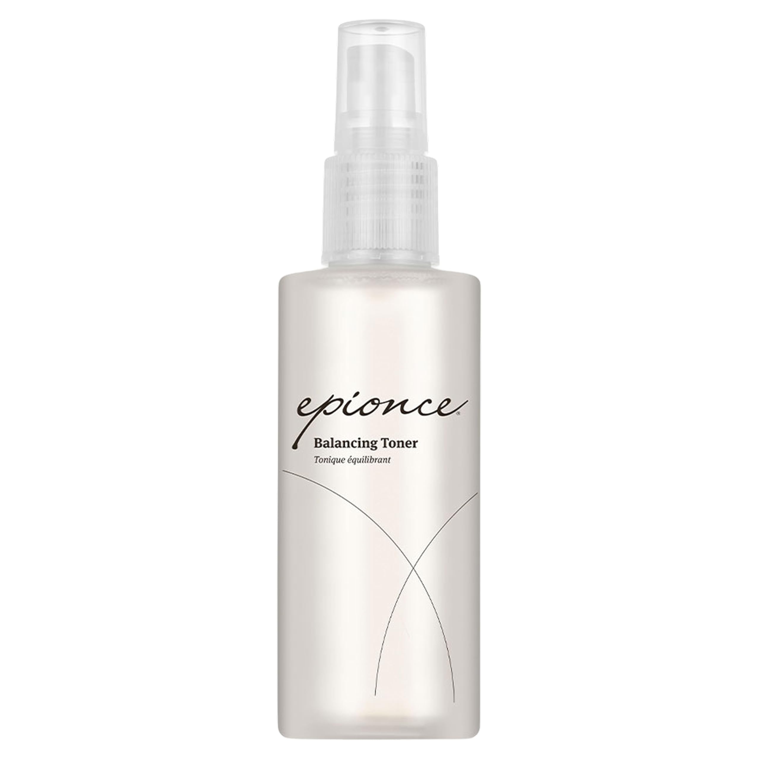 Epionce Balancing Toner bottle pour supports gentle cleansing.