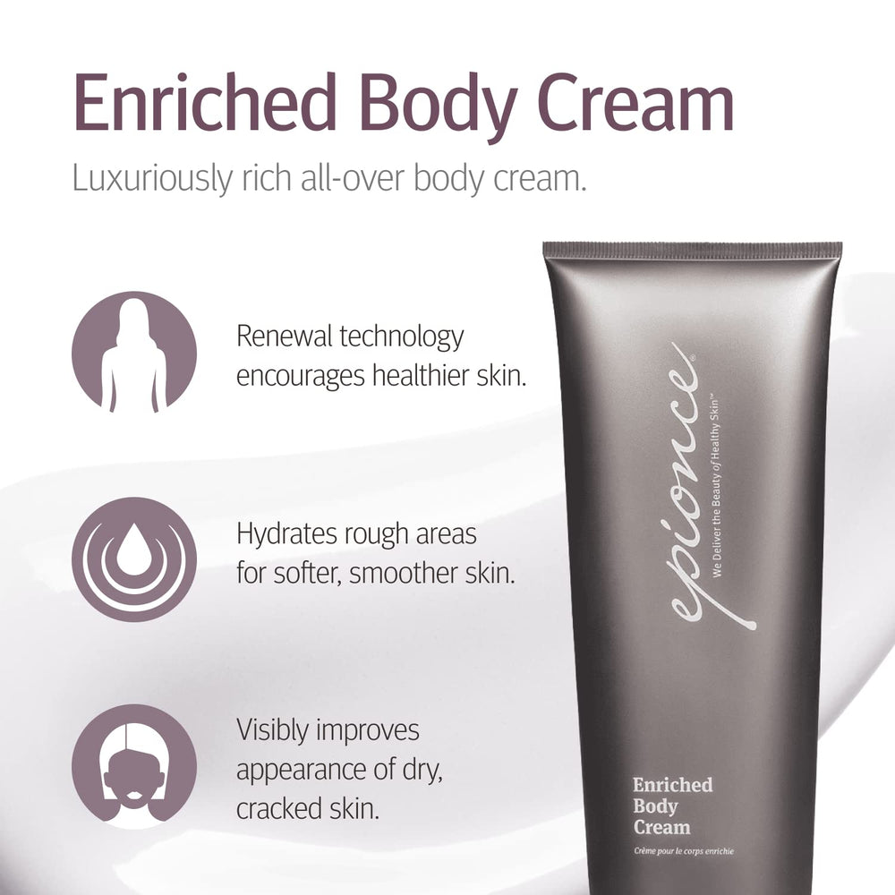 Epionce Enriched Body Cream hands closeup highlighting soft feel