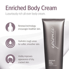 Epionce Enriched Body Cream hands closeup highlighting soft feel