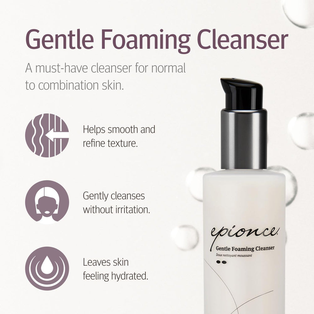 Epionce Gentle Foaming Cleanser removing makeup with a gentle rinse