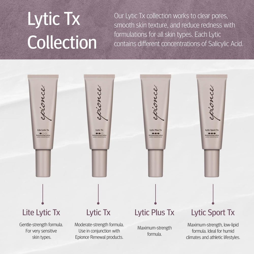 Epionce Lite Lytic Tx application-steps image demonstrates simple morning or night routine.
