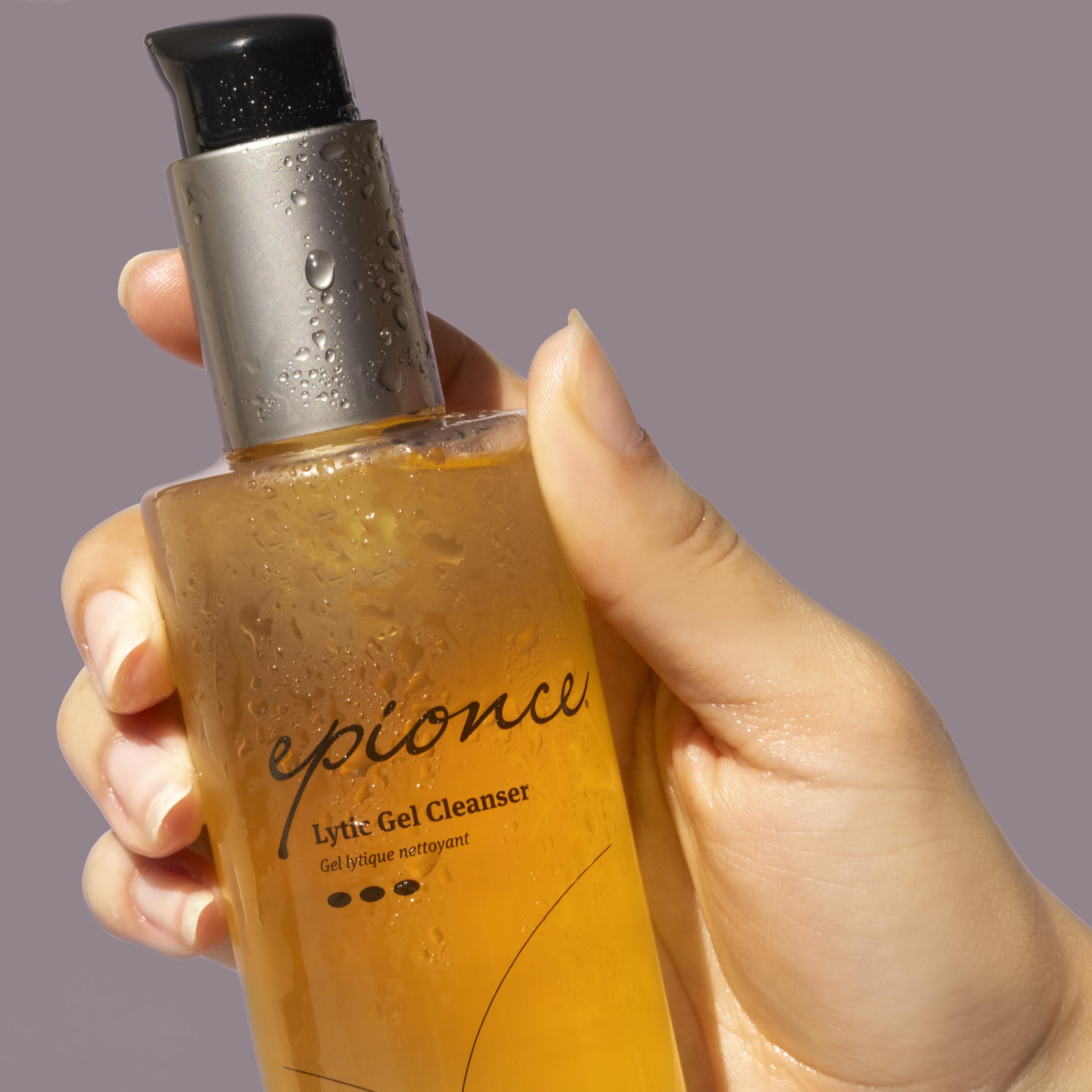 Epionce Lytic Gel Cleanser damp-skin step prepares skin for cleansing