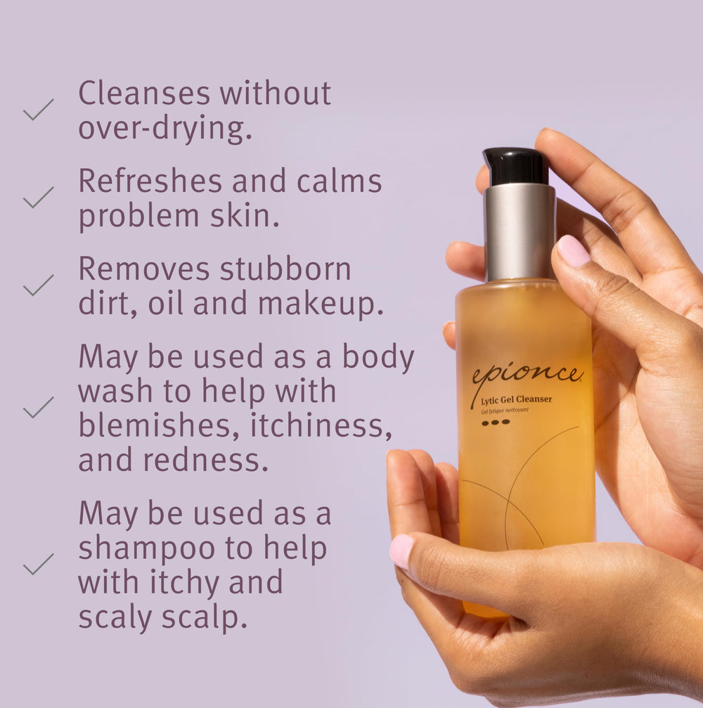 Epionce Lytic Gel Cleanser foam-lather shows refreshing cleansing action