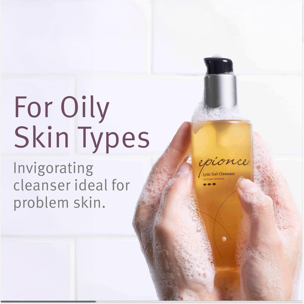 Epionce Lytic Gel Cleanser makeup-removal action dissolves makeup effectively