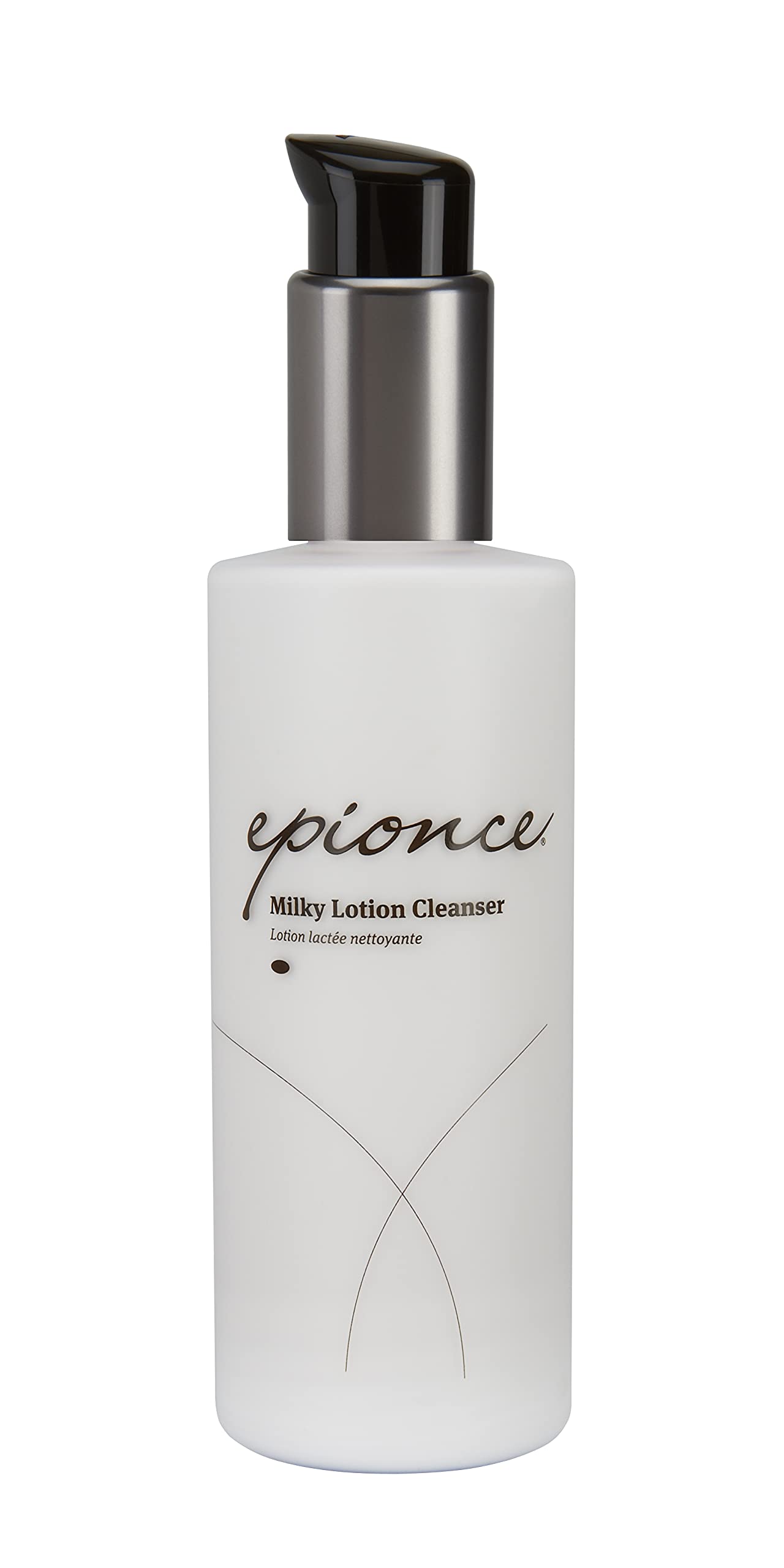 Epionce Milky Lotion Cleanser bottle closeup showing gentle hydration for dry skin.