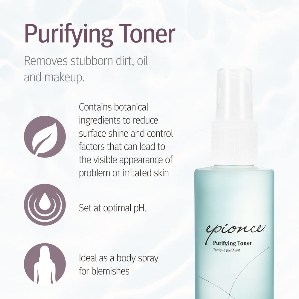 Epionce Purifying Toner application on cotton pad for prep and residue removal