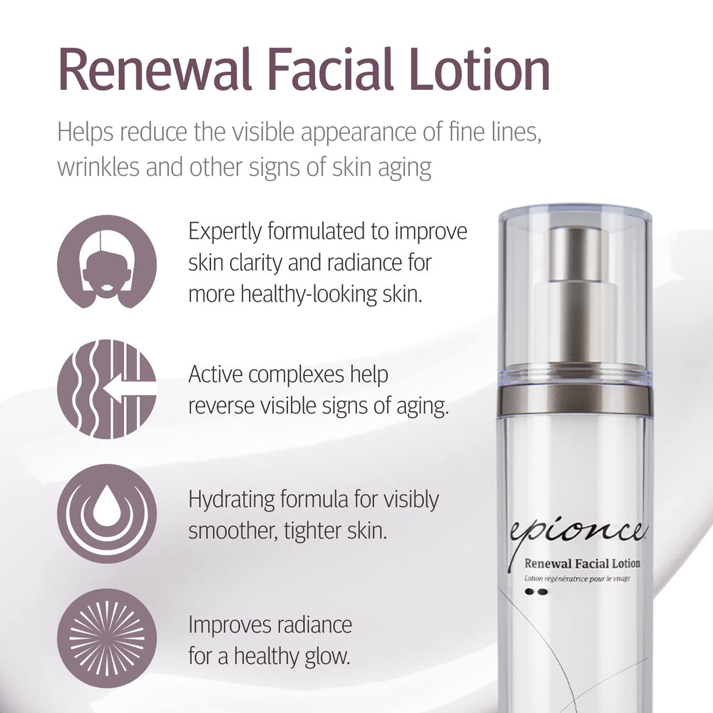Epionce Renewal Facial Lotion texture swatch reveals a light, non-greasy finish