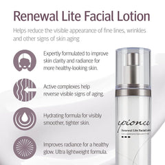 Epionce Renewal Lite cream texture closeup, non-greasy finish for combination skin.