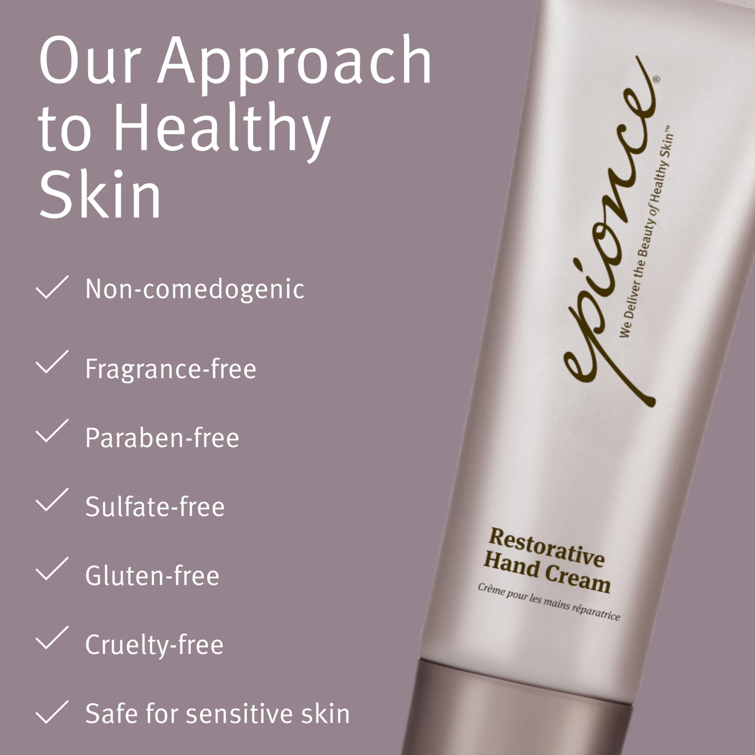 Epionce Restorative Hand Cream texture close-up showing light cream consistency.