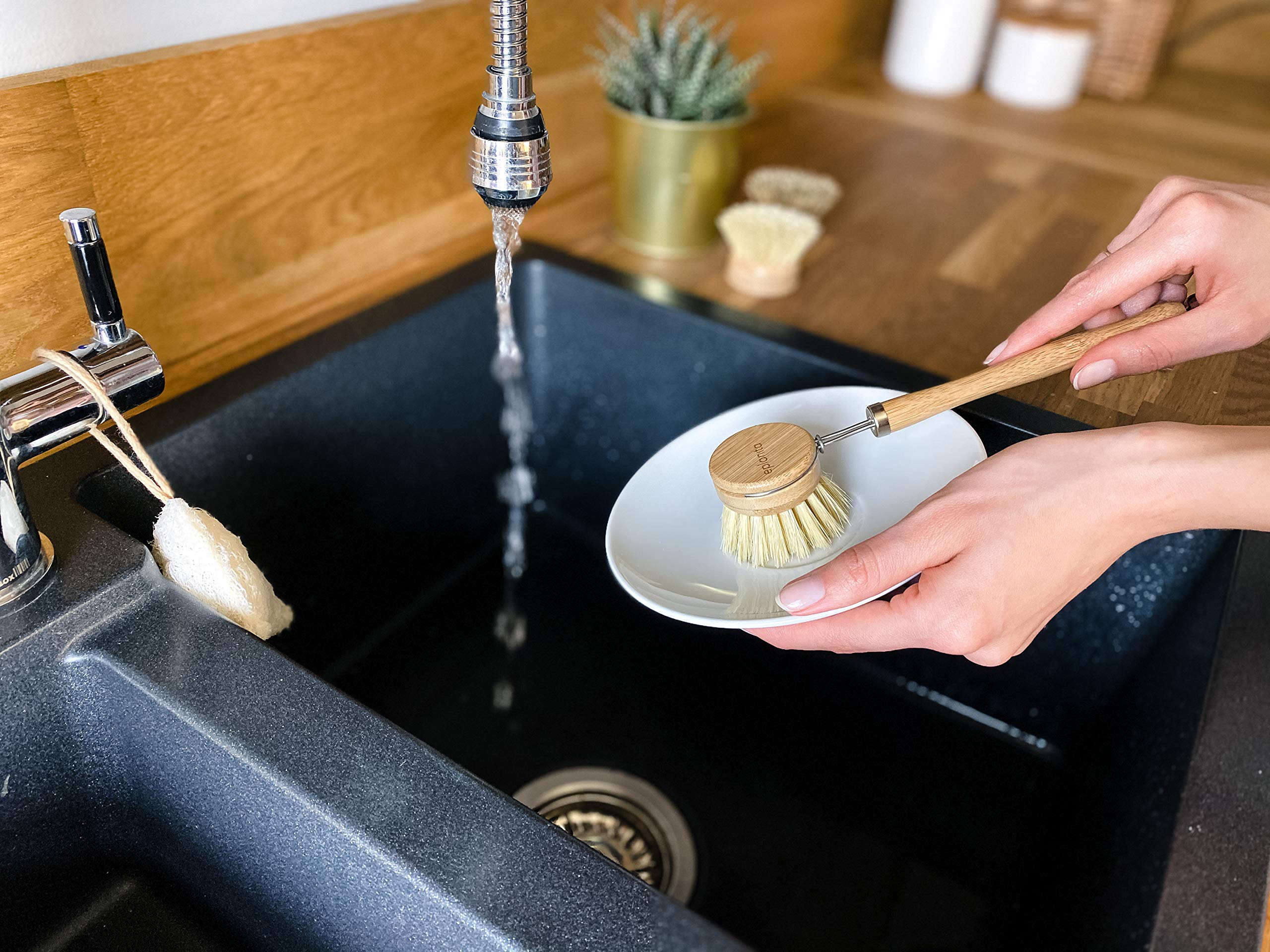 eplanita tampico fibers scrub bristles reveal sturdy cleaning power without scratching.