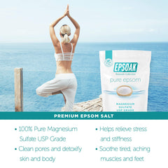 Epsoak made in USA label on epsom salt packaging