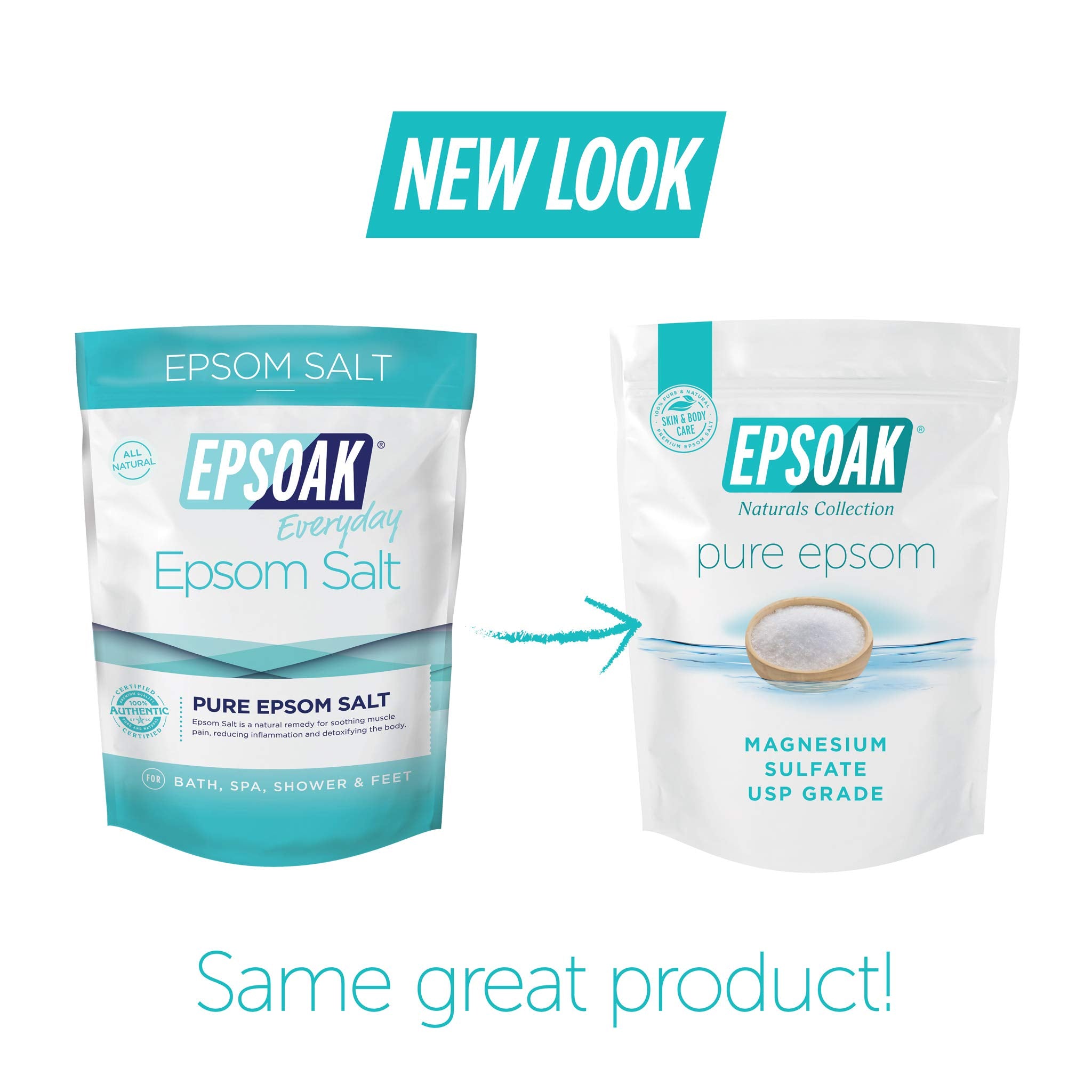 Epsoak Unscented Epsom Salt in water enables customizable scent routines.