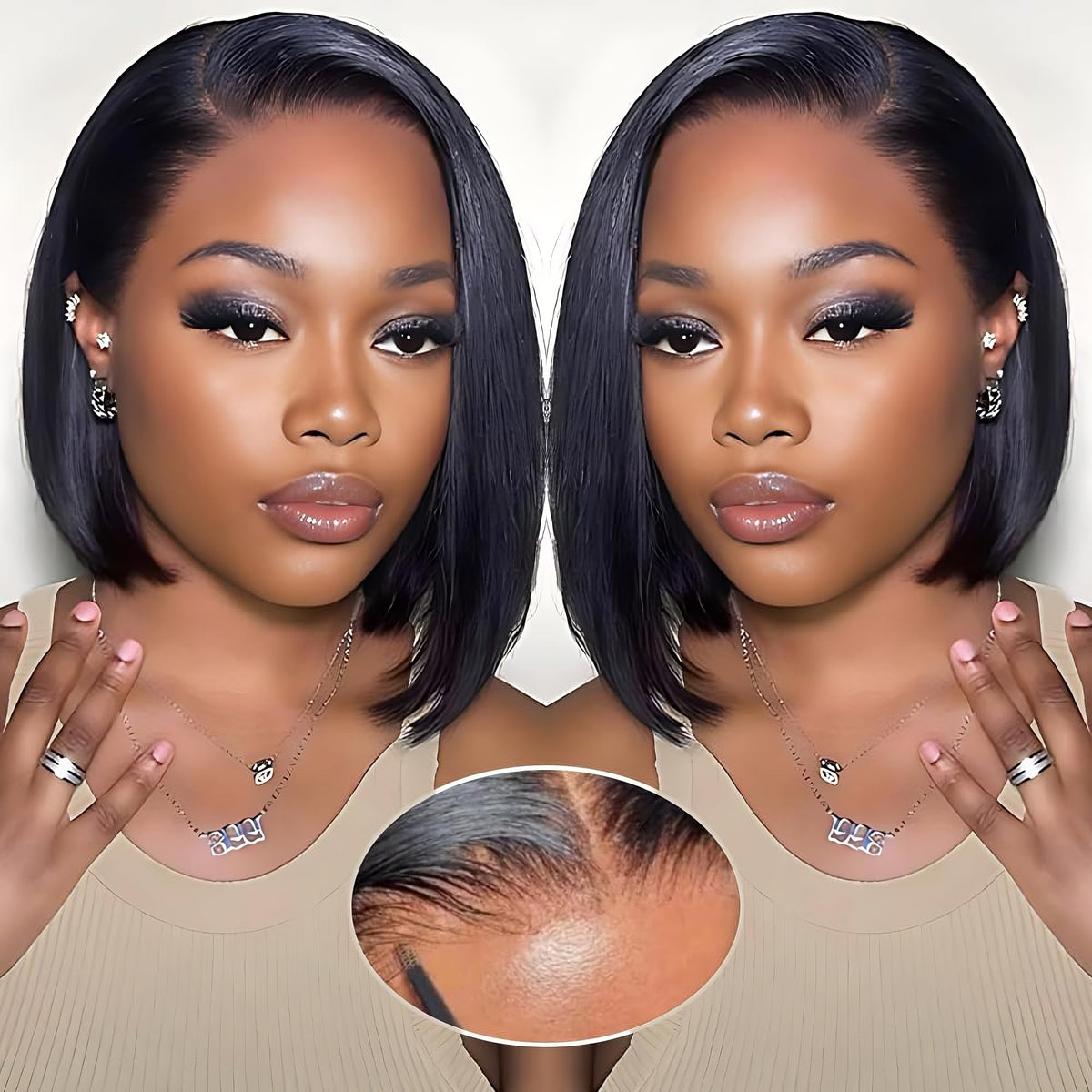 EQ DUOUPA wear-and-go glueless bob wig front view for quick everyday styling.