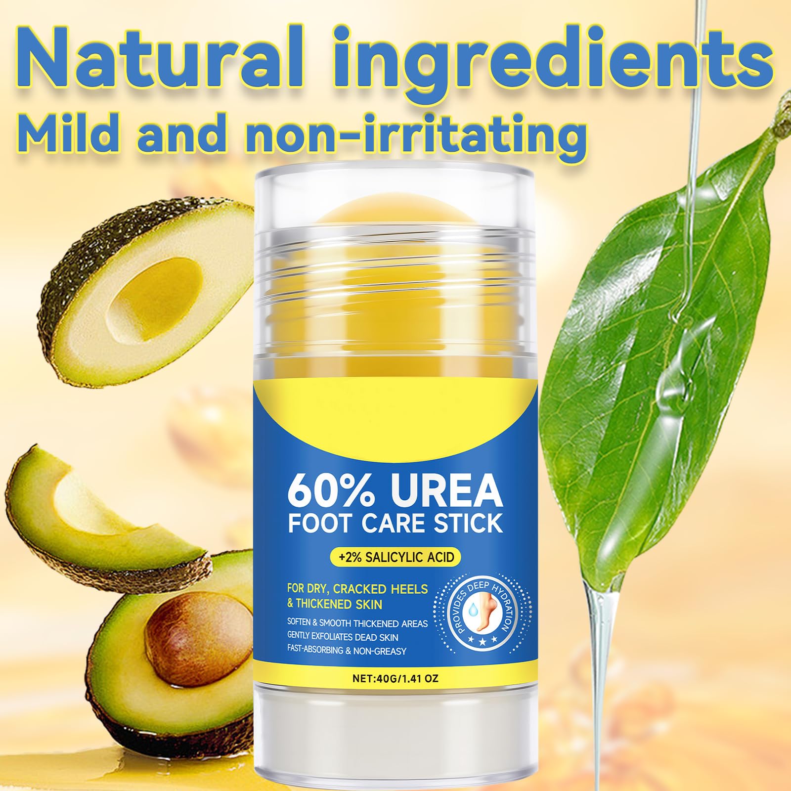 Eqimznv 60% Urea Stick feet application demonstrates quick hydration for cracked heels.