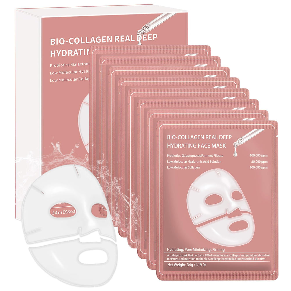 Eqimznv 8pcs collagen real deep mask overnight sheet for deep hydration.