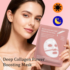 Eqimznv collagen face mask sheet shown for deep hydration.