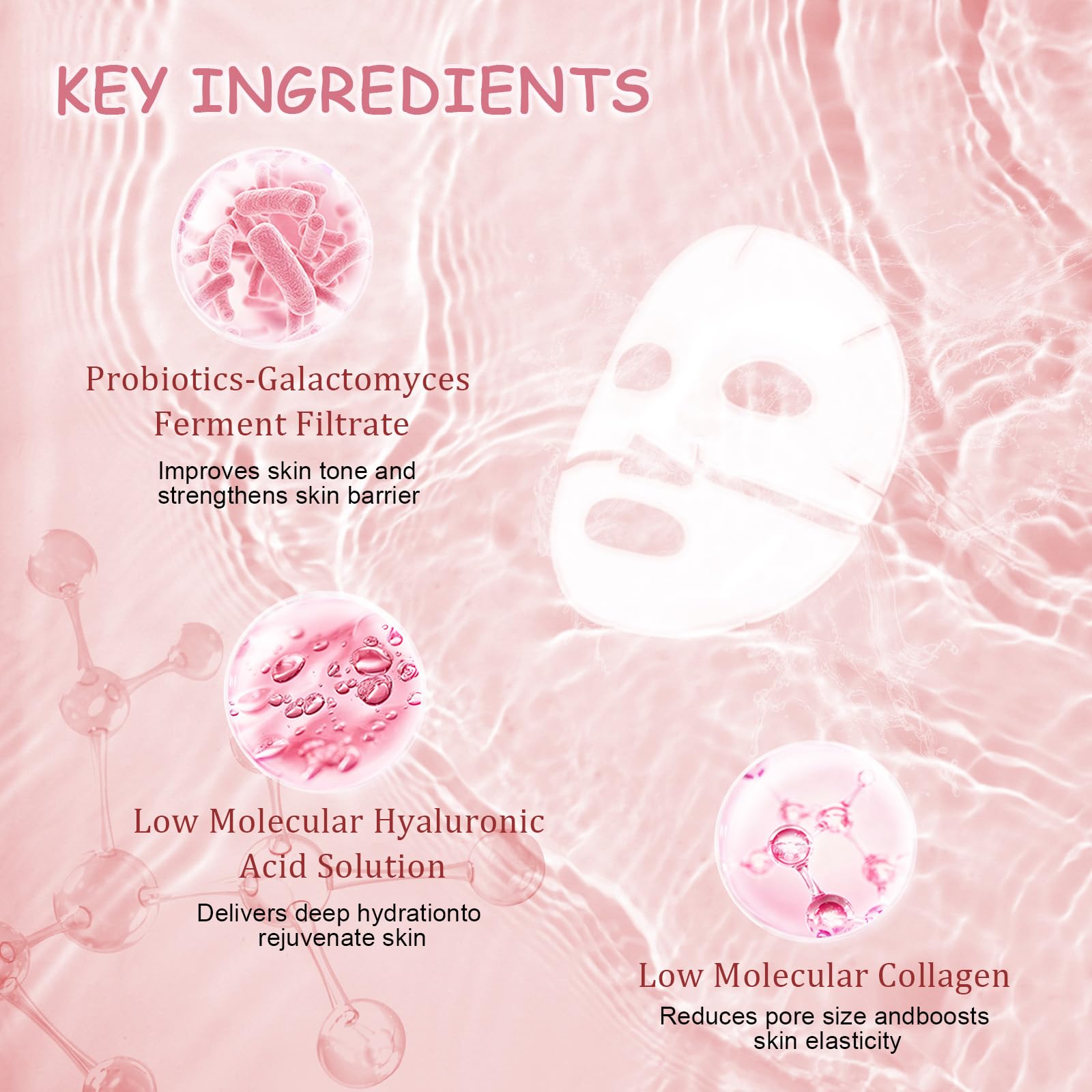 Eqimznv mask ingredients with adenosine and lactobacillus filtrate.