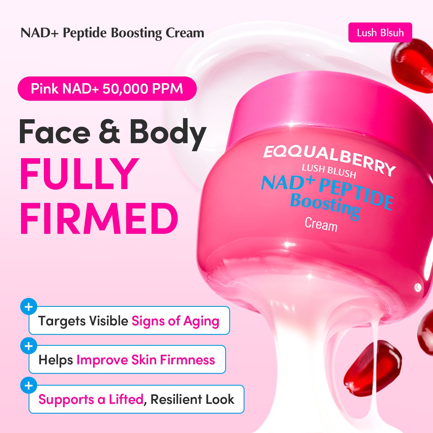 EQQUALBERRY being applied to neck demonstrating lifting and smoothing