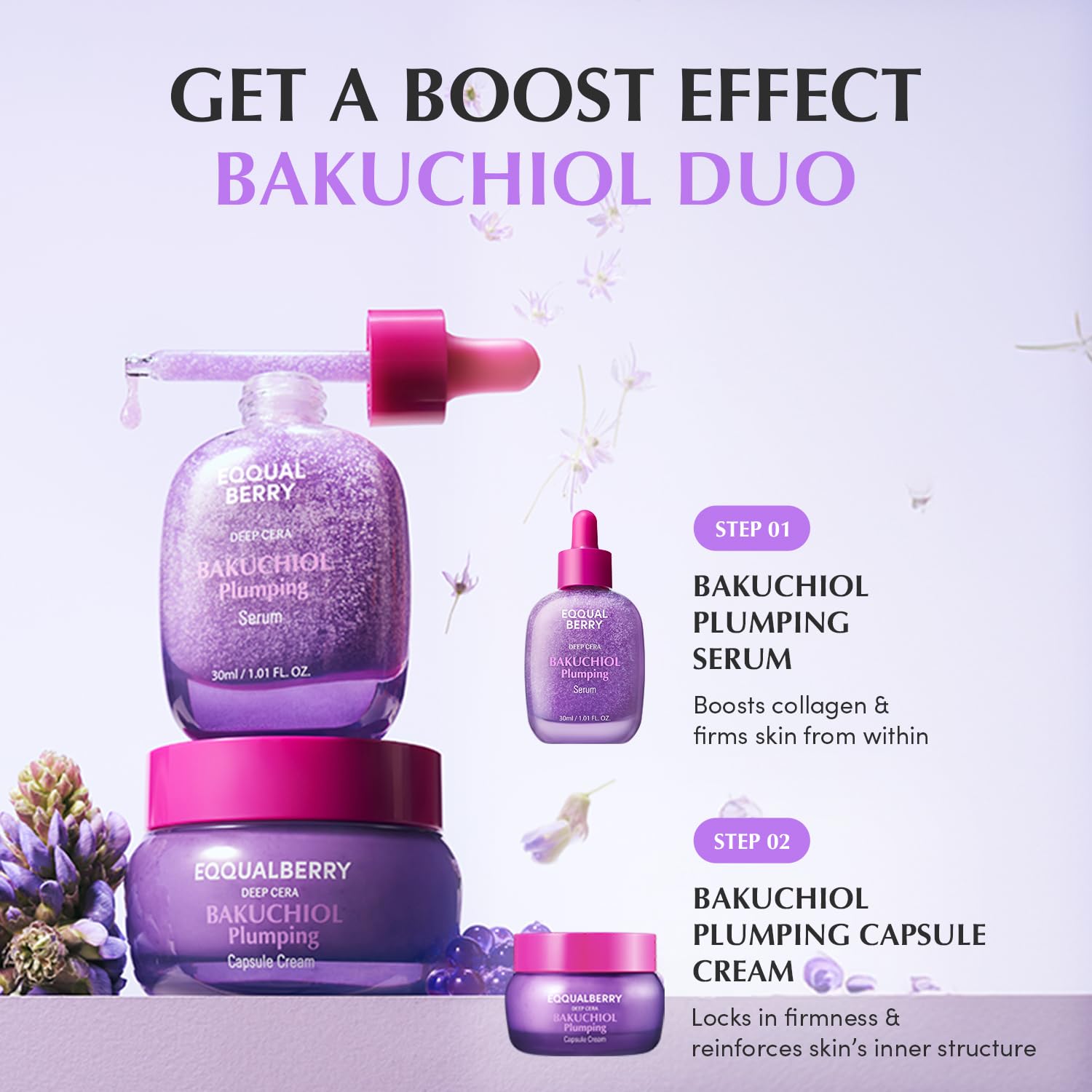 EQQUALBERRY Bakuchiol serum packaging emphasizes compact, travel-friendly design.