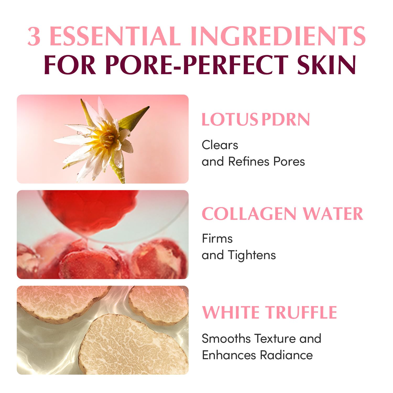 EQQUALBERRY lotus PDRN extract visualization emphasizes pore care potential