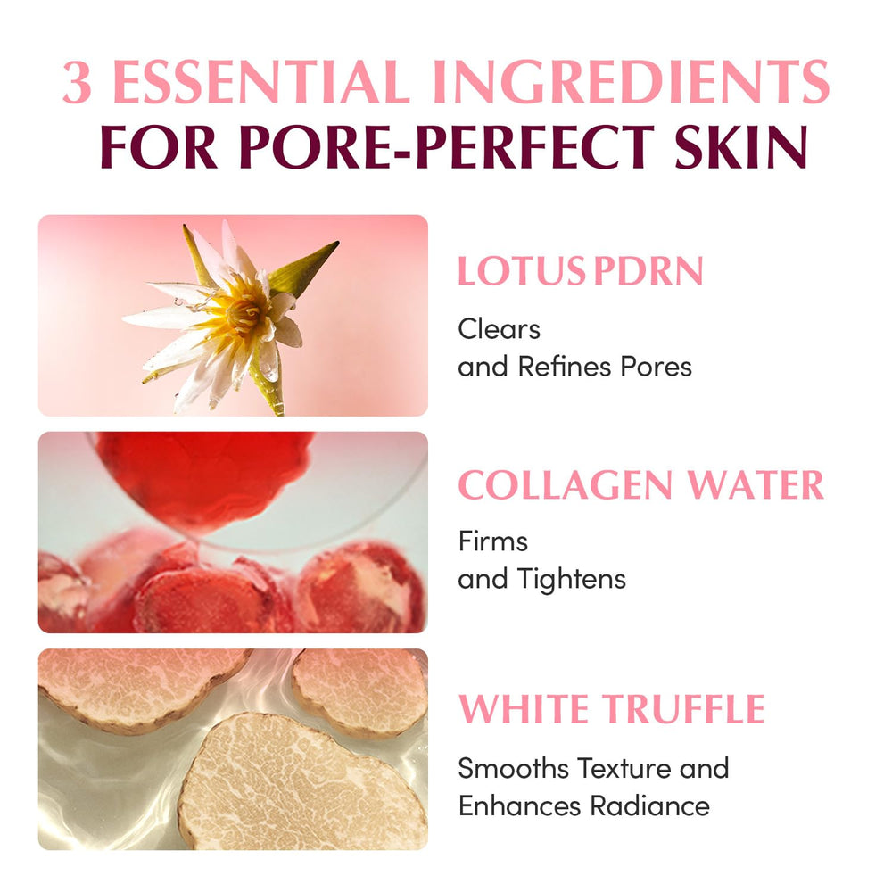 EQQUALBERRY lotus PDRN extract visualization emphasizes pore care potential