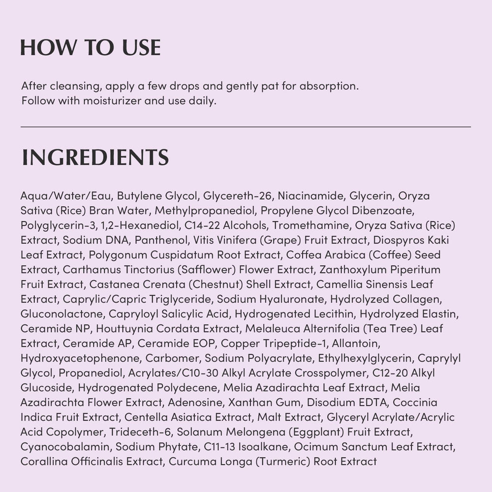 EQQUALBERRY Purple PDRN Serum pores-refined-skin shot hints smoother texture.