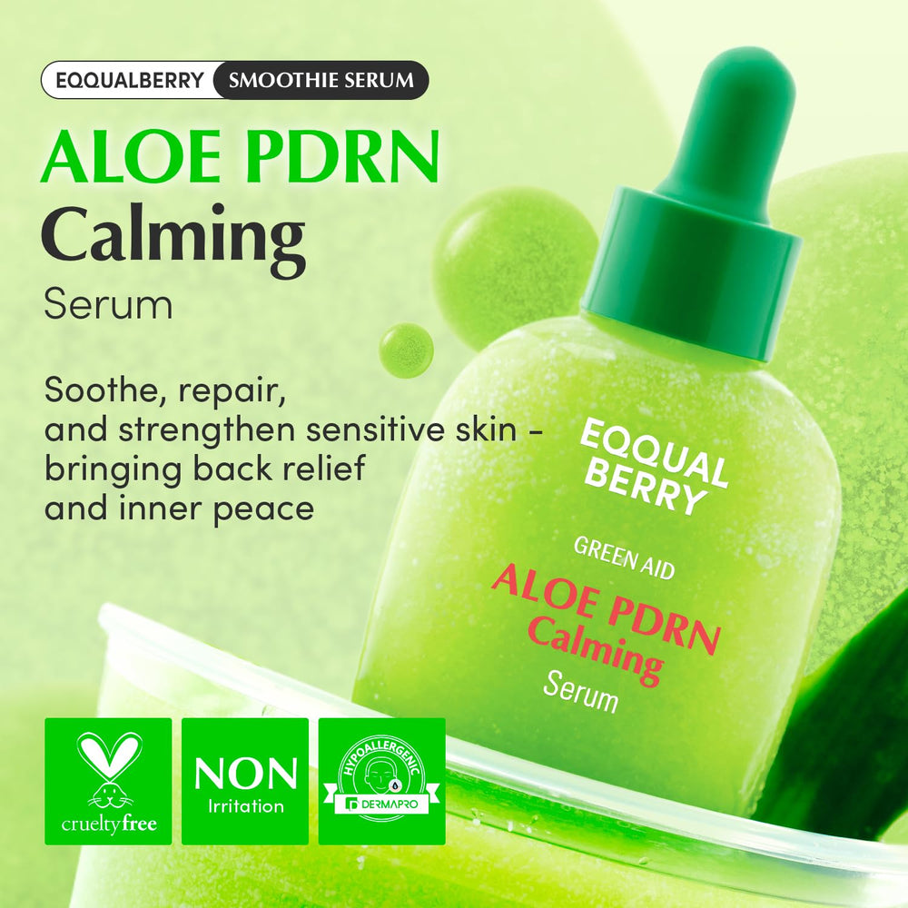 EQQUALBERRY serum texture close-up showing lightweight, fast-absorbing consistency.