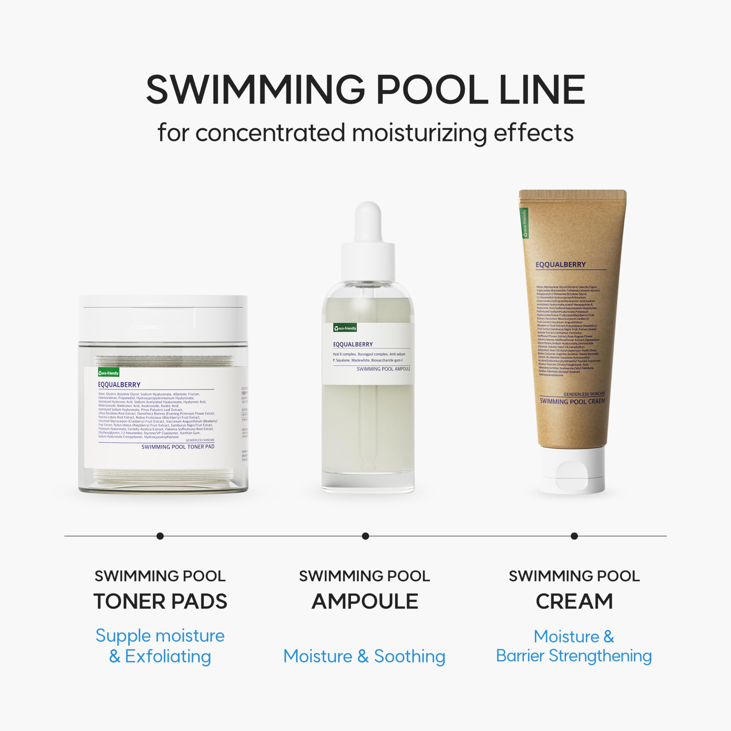EQQUALBERRY Swimming Pool Toner Pads 8-layer hyaluronic acid delivers deep hydration during routine care