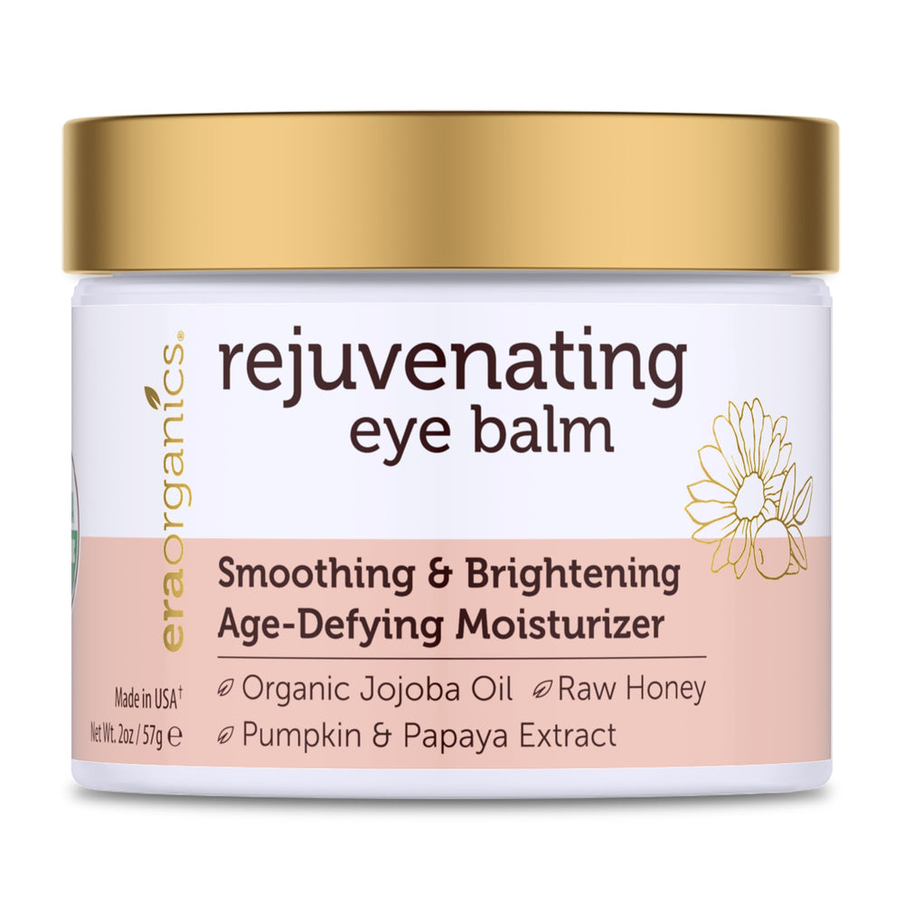 Era Organics eye moisturizer cream bottle closeup demonstrates hydration for under-eye skin