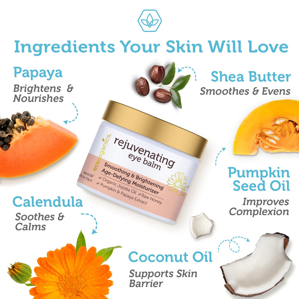 Era Organics eye moisturizer cream texture swirl highlights rich, soothing application