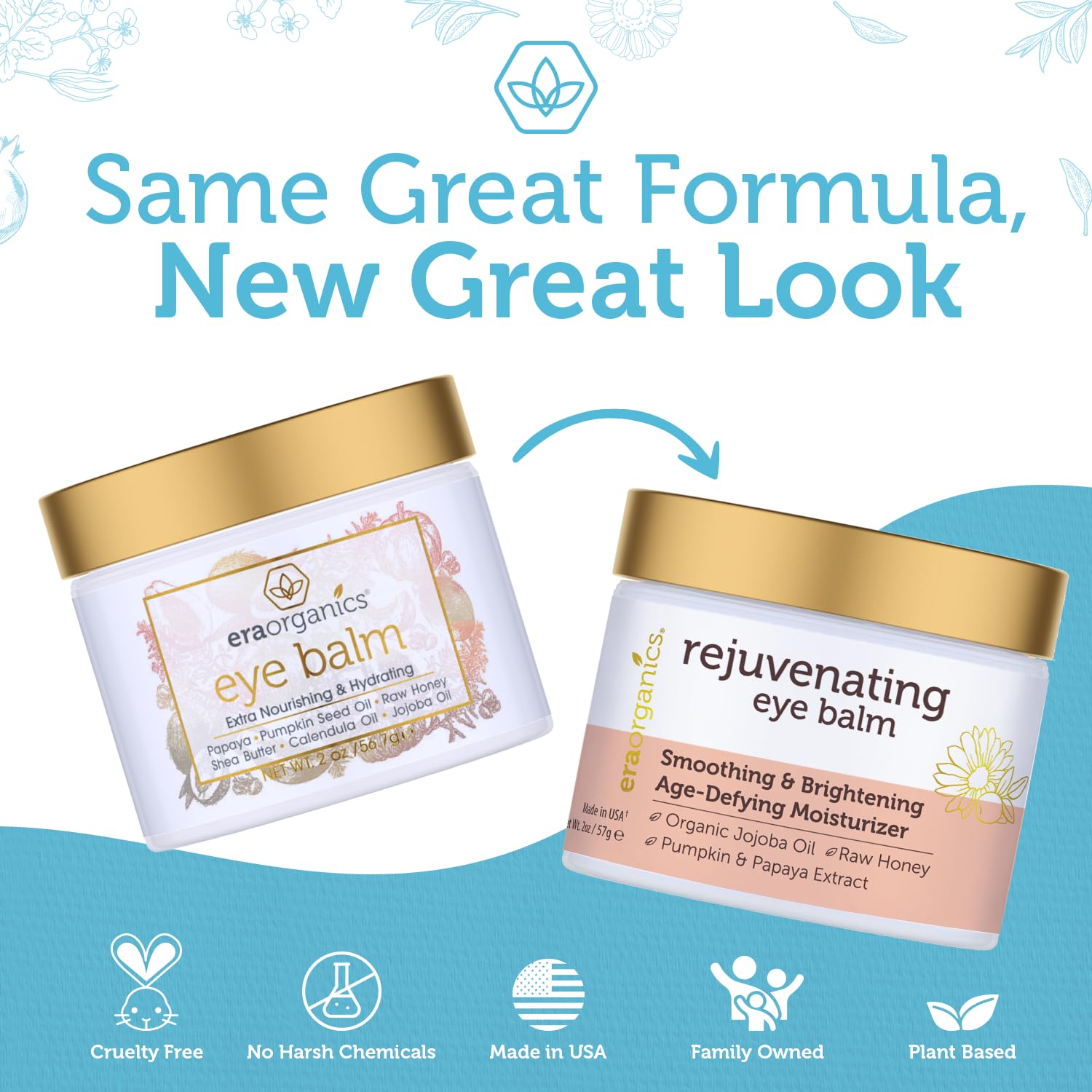 Era Organics eye moisturizer cream tub side reveals natural ingredients