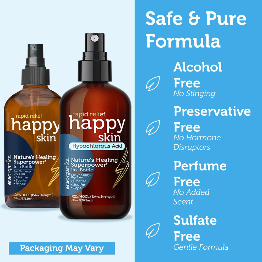 Era Organics Happy Skin HOCL toner body-use – versatile spray for skin on arms and legs.