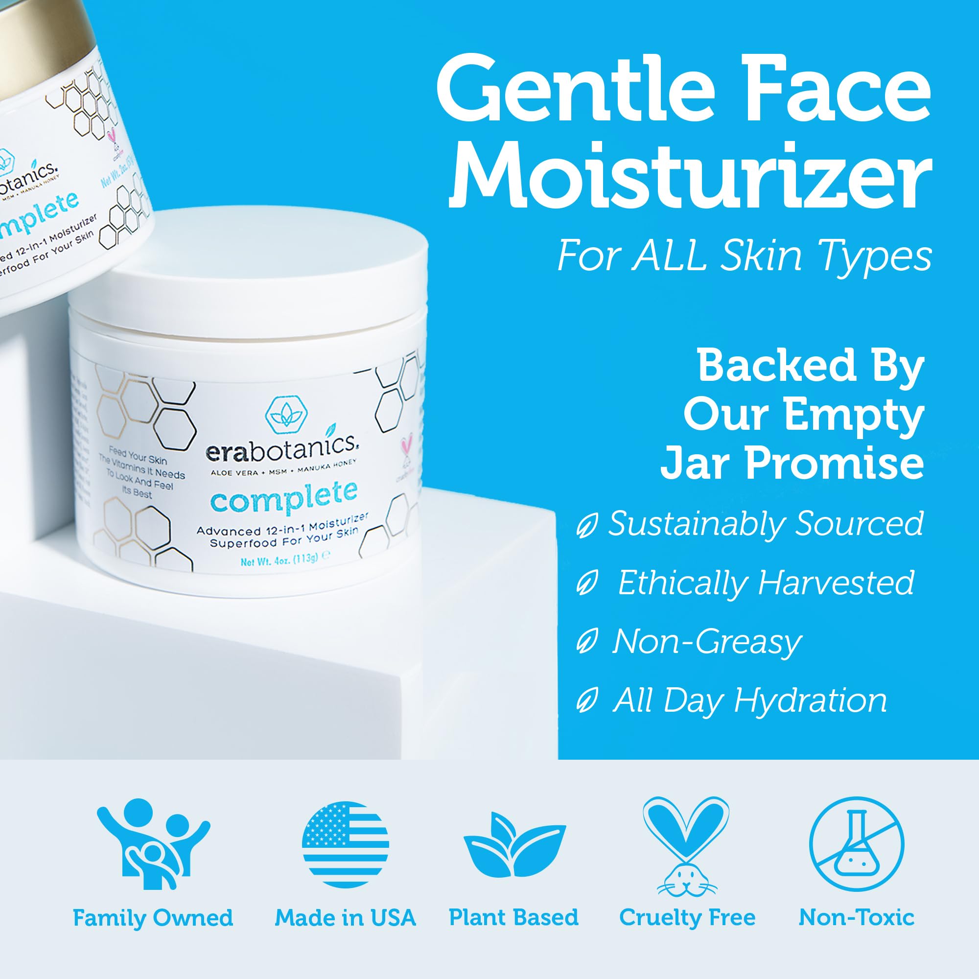 Era Organics cream texture highlights hemp oil and hyaluronic acid for lasting hydration