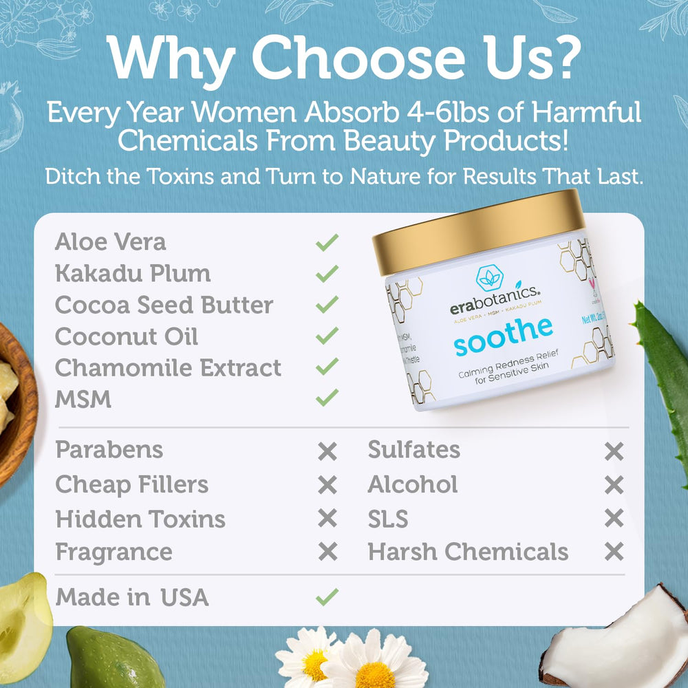 Era Organics Manuka honey chamomile ingredients closeup highlights natural calming support.