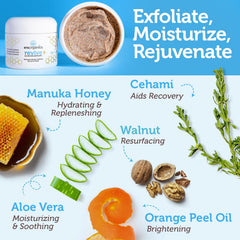 Era Organics Manuka Honey Exfoliating Face Scrub texture highlights microdermabrasion-like action