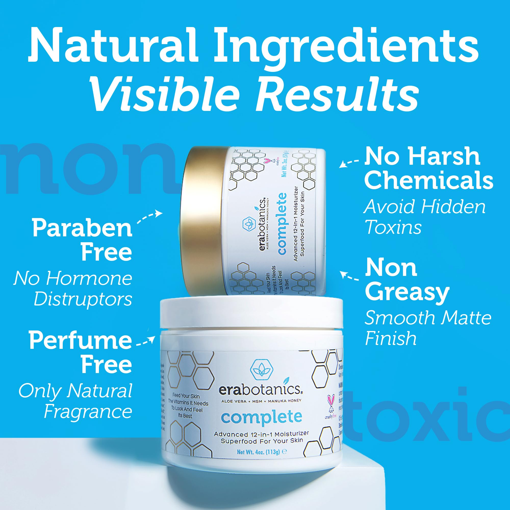 Era Organics Manuka Honey Face Cream on skin surface suggests enhanced radiance and balanced hydration
