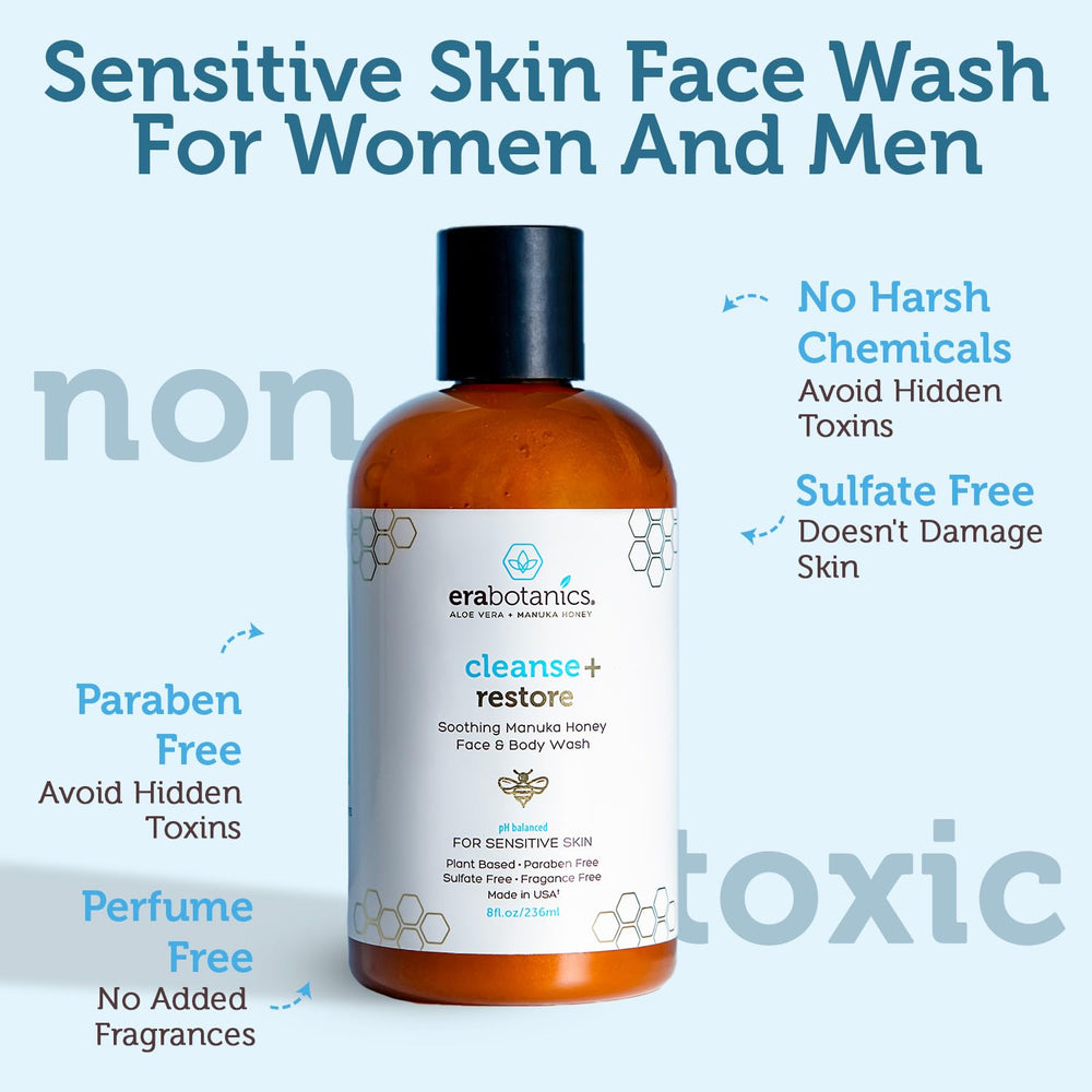 Era Organics Manuka Honey Face Wash with organic aloe vera gives calming hydration.