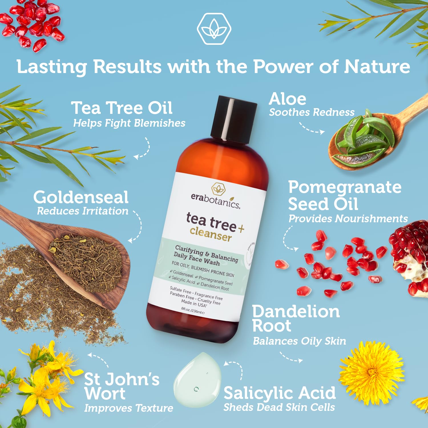Era Organics Purifying Tea Tree Face Wash foaming lather closeup for a refreshing cleanse.