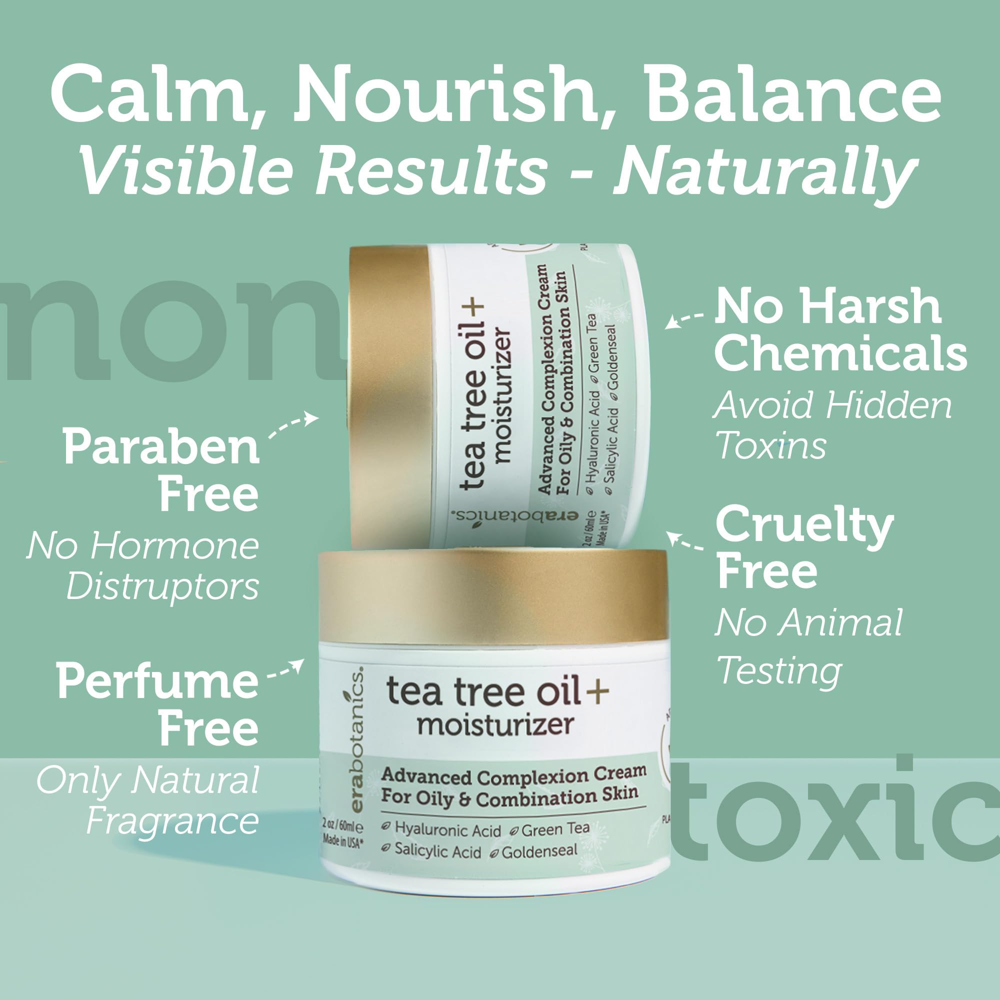Applying Era Organics Tea Tree Cream to the face for quick absorption