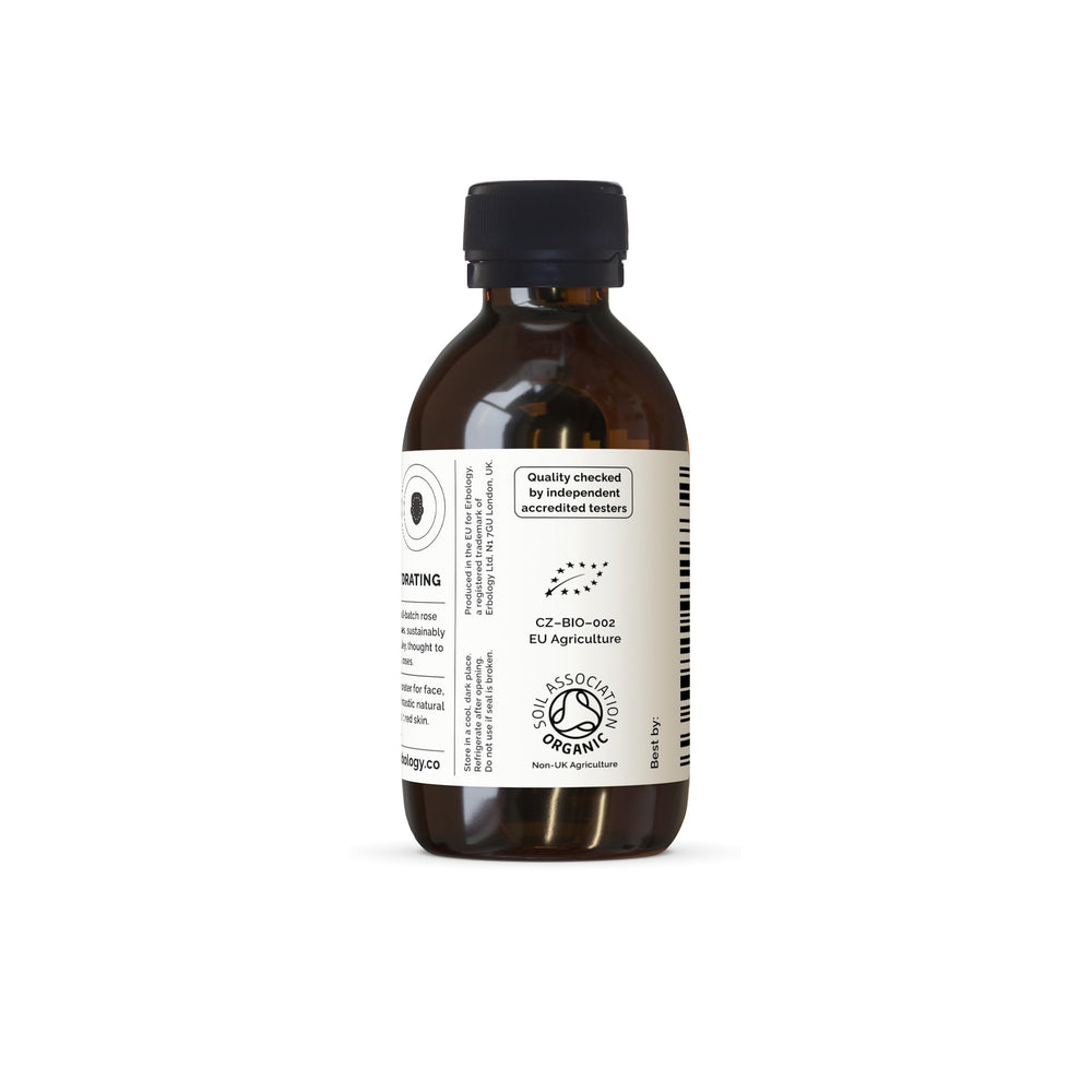 Erbology bottle label—eco-friendly glass packaging supports recycling.