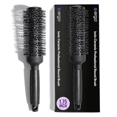 ERGO ceramic ionic round brush with tourmaline barrel for smooth frizz-free blowouts.