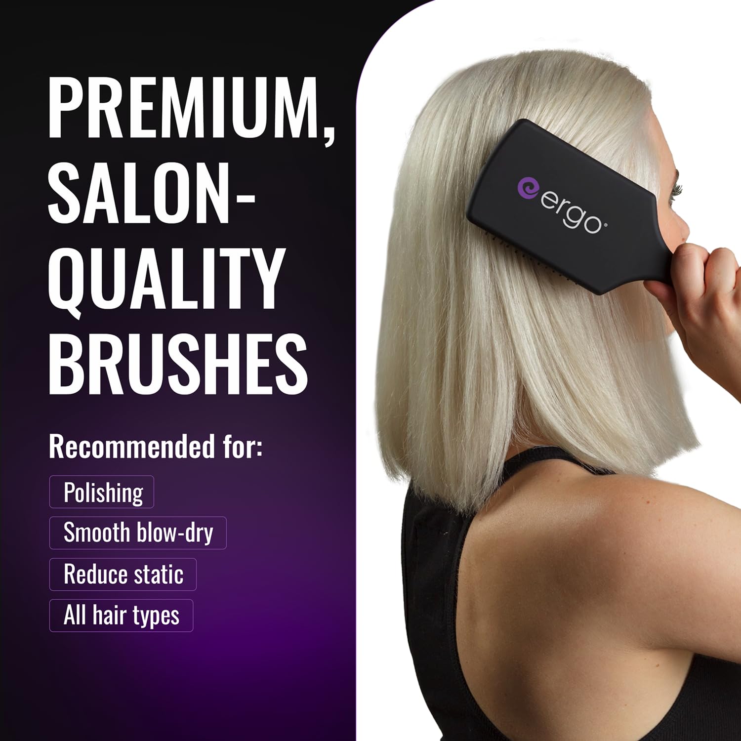 ergo ionic paddle brush detangles wet and dry hair for easier styling