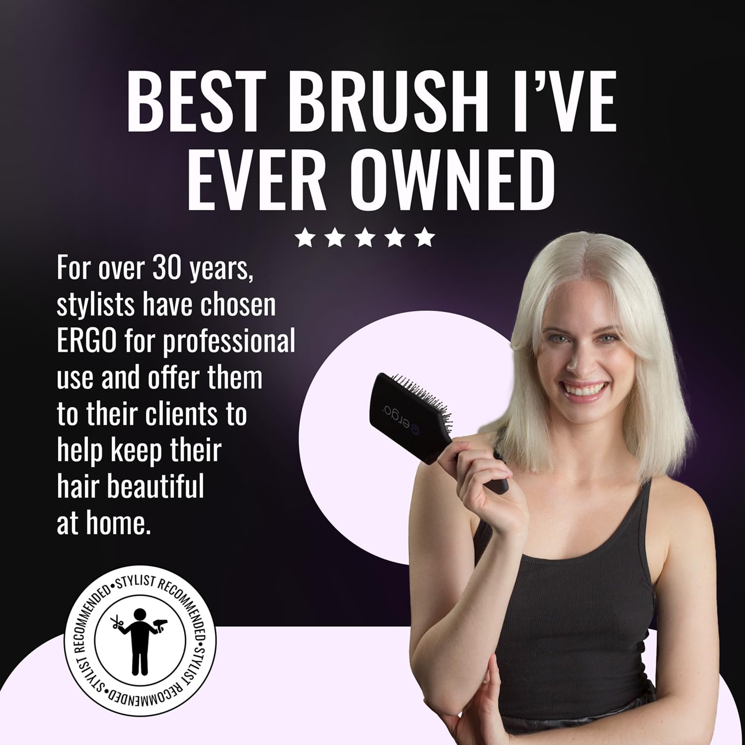 ergo soft touch handle brush provides ergonomic grip for comfortable styling