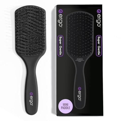 ERGO Super Gentle Mini Paddle Brush closeup bristles for gentle detangling