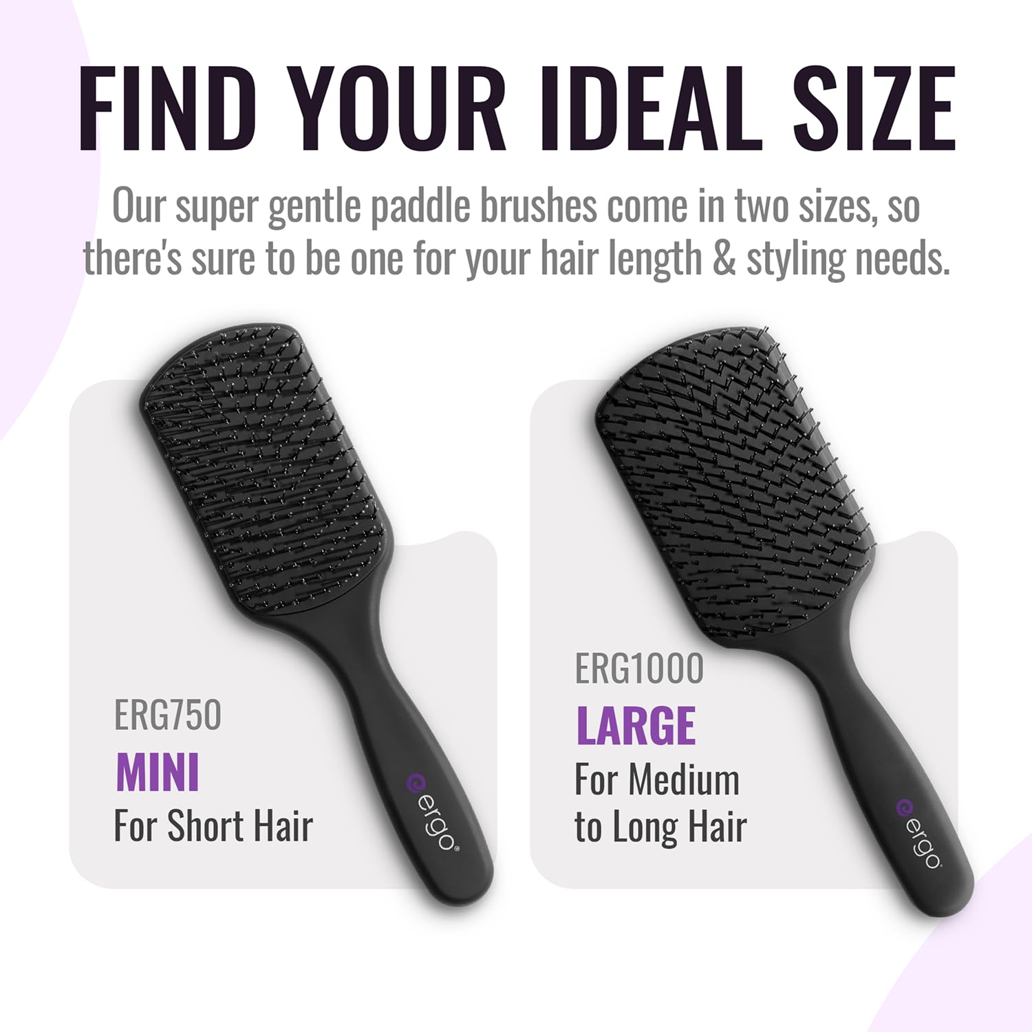 ERGO Super Gentle Mini Paddle Brush on dry hair smooths detangling